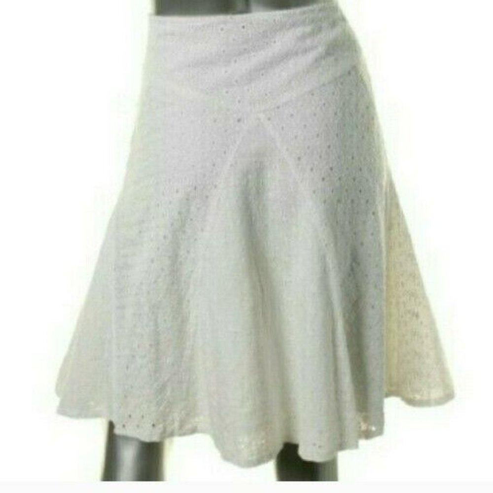 NWT Lauren white eyelet A-line skirt, size 14